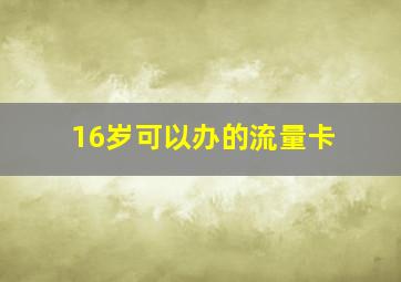 16岁可以办的流量卡