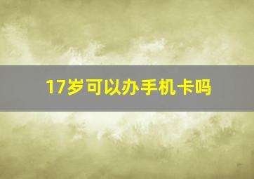 17岁可以办手机卡吗