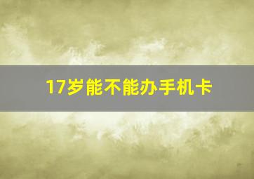 17岁能不能办手机卡