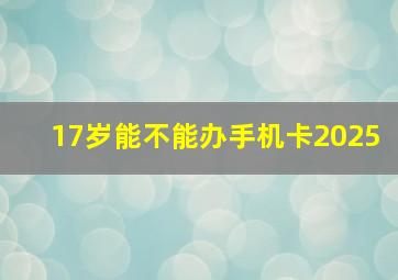 17岁能不能办手机卡2025