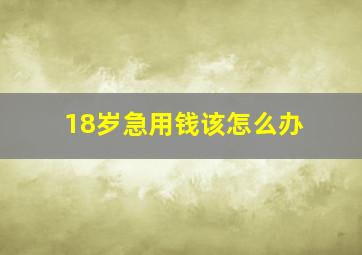 18岁急用钱该怎么办