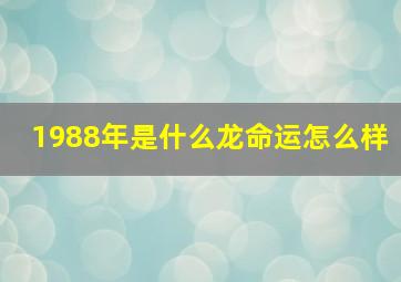 1988年是什么龙命运怎么样