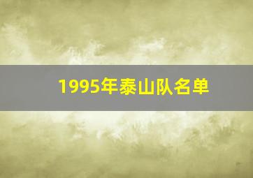 1995年泰山队名单