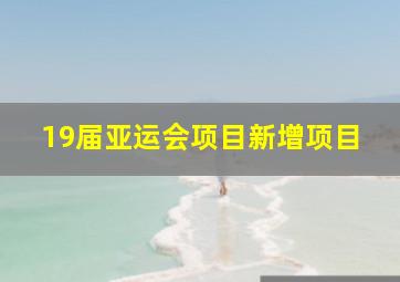 19届亚运会项目新增项目