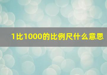 1比1000的比例尺什么意思