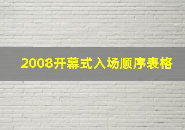 2008开幕式入场顺序表格