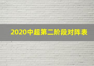 2020中超第二阶段对阵表