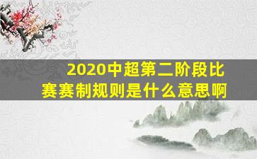 2020中超第二阶段比赛赛制规则是什么意思啊