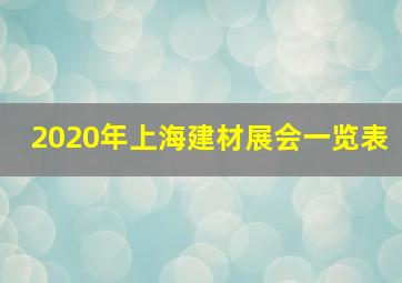 2020年上海建材展会一览表