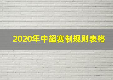 2020年中超赛制规则表格