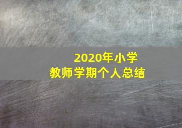 2020年小学教师学期个人总结