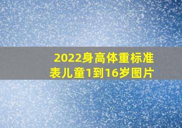 2022身高体重标准表儿童1到16岁图片