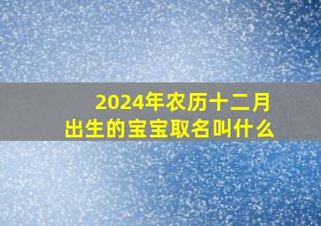 2024年农历十二月出生的宝宝取名叫什么