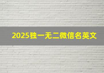 2025独一无二微信名英文