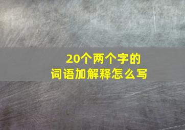 20个两个字的词语加解释怎么写