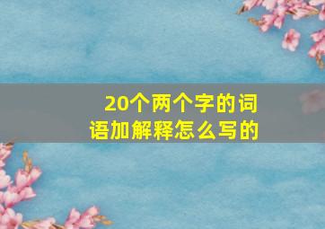 20个两个字的词语加解释怎么写的