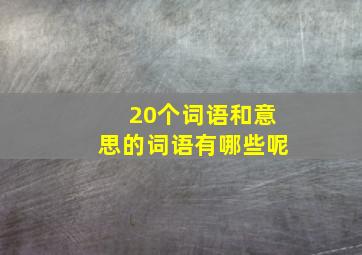 20个词语和意思的词语有哪些呢