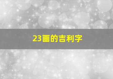 23画的吉利字