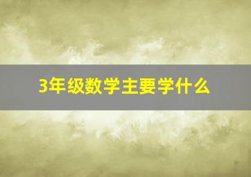 3年级数学主要学什么