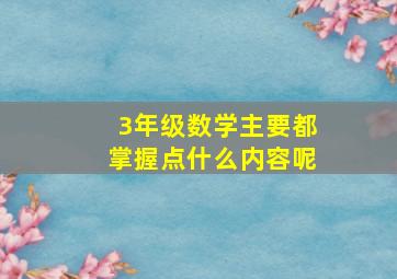 3年级数学主要都掌握点什么内容呢