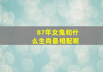 87年女兔和什么生肖最相配呢