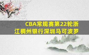 CBA常规赛第22轮浙江稠州银行深圳马可波罗