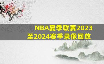 NBA夏季联赛2023至2024赛季录像回放