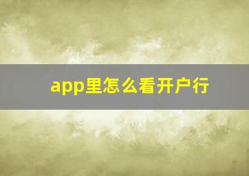 app里怎么看开户行