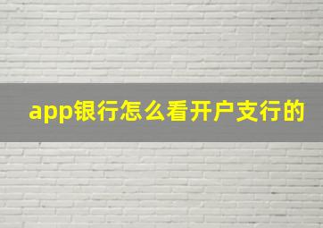 app银行怎么看开户支行的