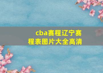 cba赛程辽宁赛程表图片大全高清