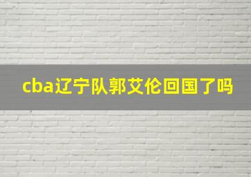 cba辽宁队郭艾伦回国了吗