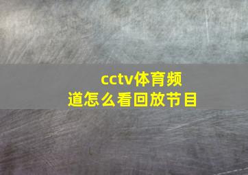 cctv体育频道怎么看回放节目