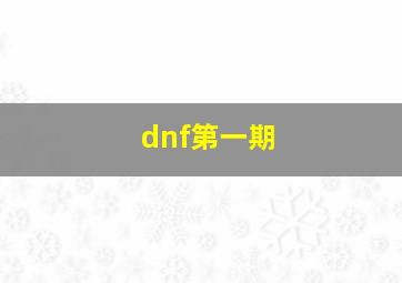 dnf第一期