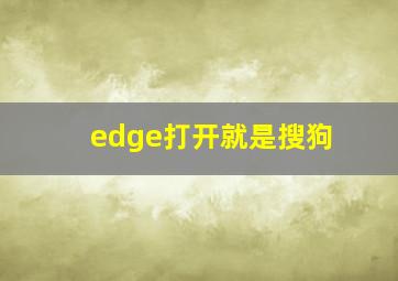 edge打开就是搜狗