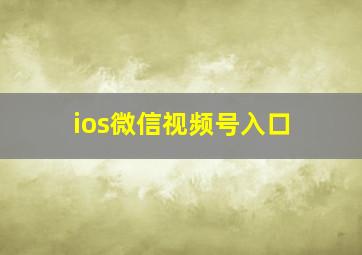 ios微信视频号入口