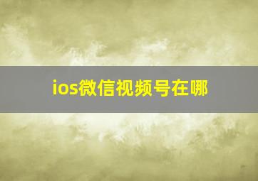 ios微信视频号在哪