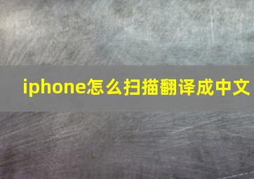 iphone怎么扫描翻译成中文