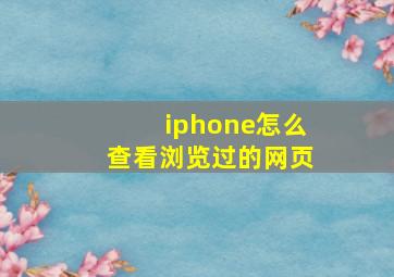 iphone怎么查看浏览过的网页