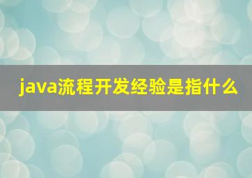 java流程开发经验是指什么