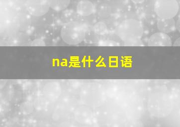 na是什么日语