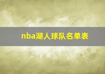 nba湖人球队名单表