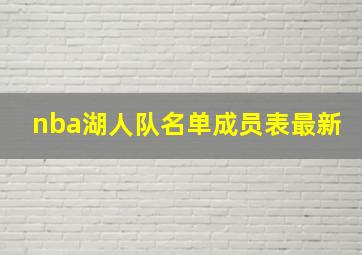 nba湖人队名单成员表最新