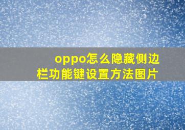 oppo怎么隐藏侧边栏功能键设置方法图片