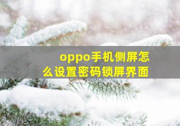 oppo手机侧屏怎么设置密码锁屏界面