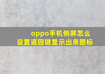 oppo手机侧屏怎么设置返回键显示出来图标