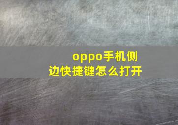 oppo手机侧边快捷键怎么打开