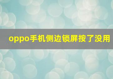 oppo手机侧边锁屏按了没用