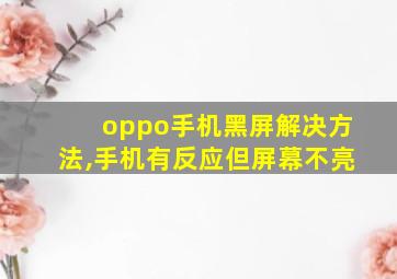 oppo手机黑屏解决方法,手机有反应但屏幕不亮