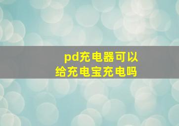 pd充电器可以给充电宝充电吗