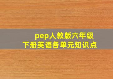 pep人教版六年级下册英语各单元知识点